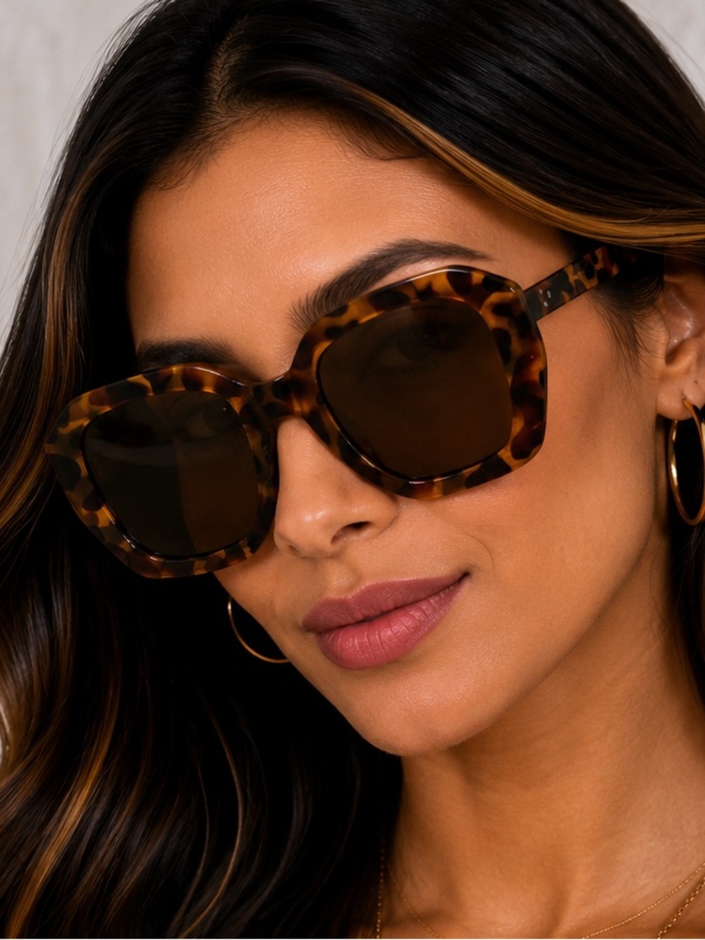 Oversized Tortoise Square Sunglasses Women’s Chic Statement Shades NWOT